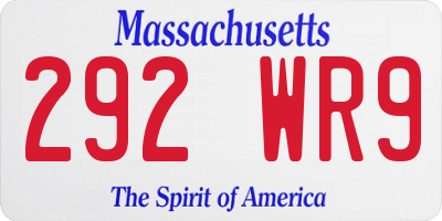 MA license plate 292WR9