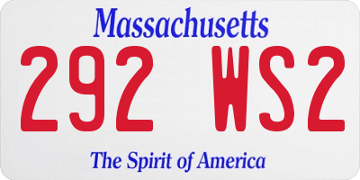MA license plate 292WS2
