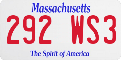 MA license plate 292WS3