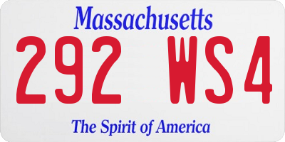 MA license plate 292WS4
