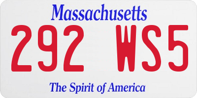 MA license plate 292WS5