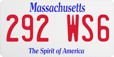 MA license plate 292WS6