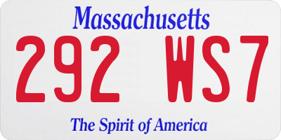 MA license plate 292WS7