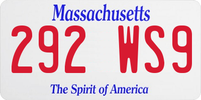 MA license plate 292WS9