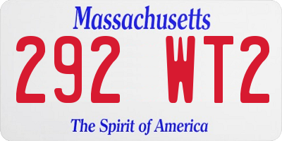 MA license plate 292WT2