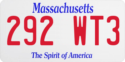 MA license plate 292WT3