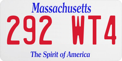 MA license plate 292WT4