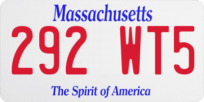 MA license plate 292WT5