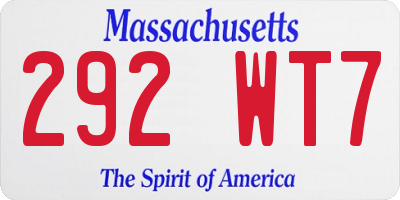 MA license plate 292WT7