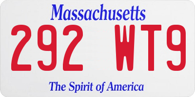 MA license plate 292WT9