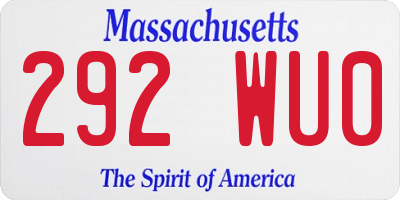 MA license plate 292WU0
