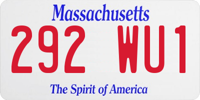 MA license plate 292WU1
