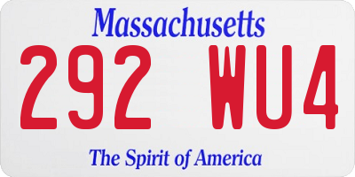 MA license plate 292WU4