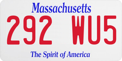MA license plate 292WU5