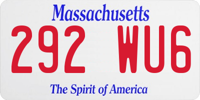 MA license plate 292WU6