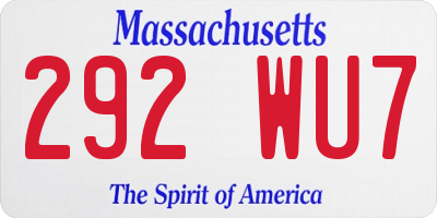 MA license plate 292WU7