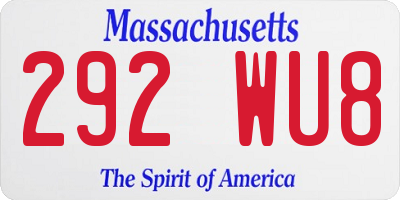 MA license plate 292WU8