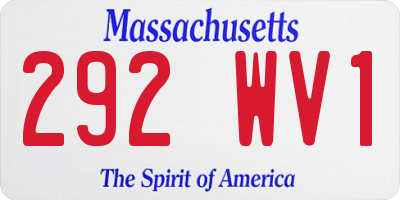 MA license plate 292WV1