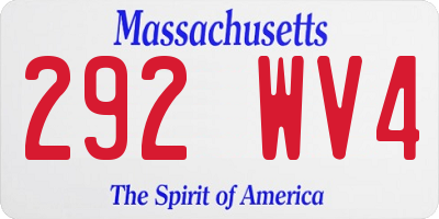 MA license plate 292WV4