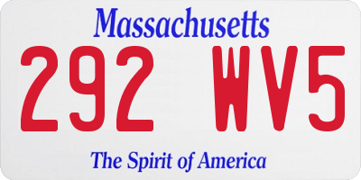MA license plate 292WV5