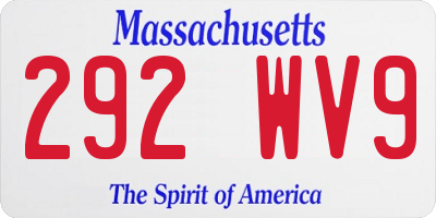 MA license plate 292WV9