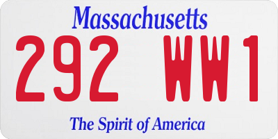 MA license plate 292WW1
