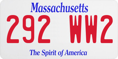 MA license plate 292WW2