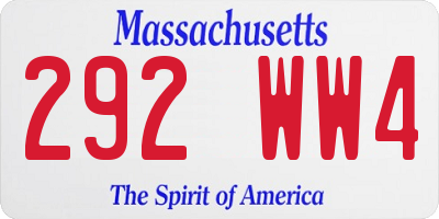 MA license plate 292WW4