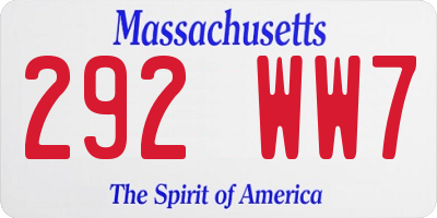 MA license plate 292WW7
