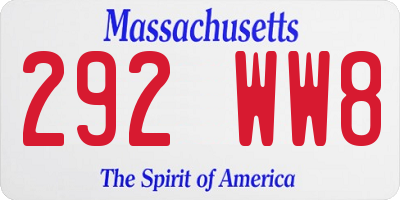 MA license plate 292WW8