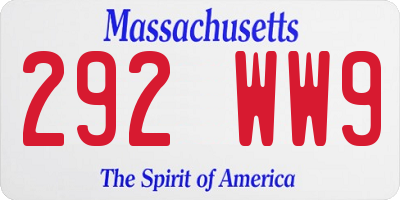 MA license plate 292WW9