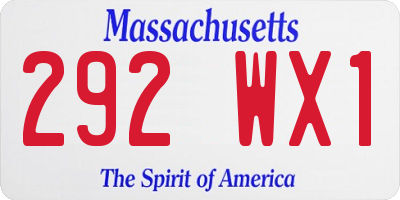 MA license plate 292WX1