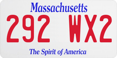 MA license plate 292WX2