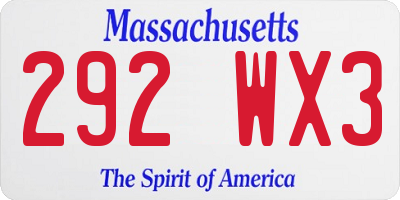 MA license plate 292WX3