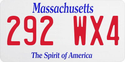MA license plate 292WX4
