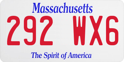 MA license plate 292WX6