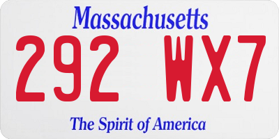 MA license plate 292WX7