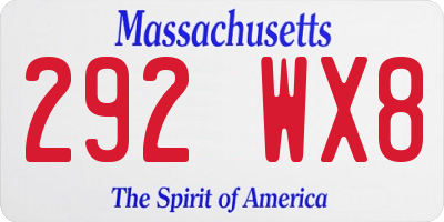 MA license plate 292WX8