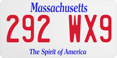 MA license plate 292WX9