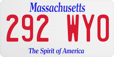 MA license plate 292WY0