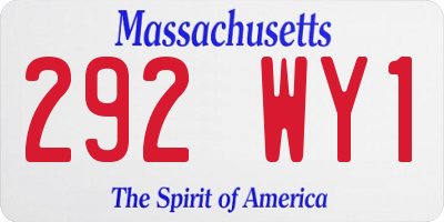 MA license plate 292WY1