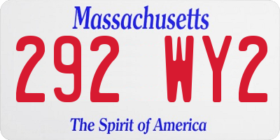 MA license plate 292WY2