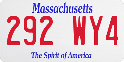 MA license plate 292WY4