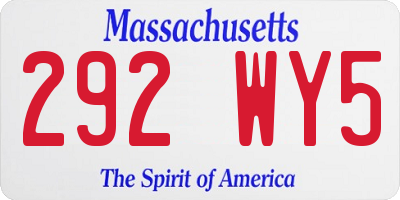 MA license plate 292WY5