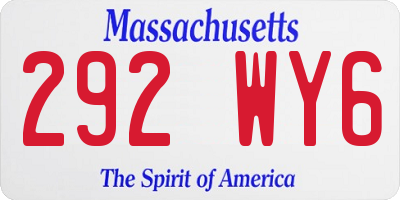 MA license plate 292WY6