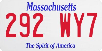 MA license plate 292WY7