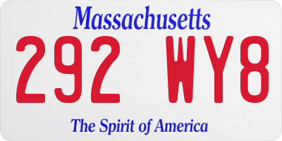 MA license plate 292WY8