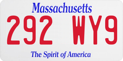 MA license plate 292WY9