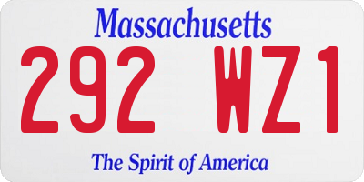MA license plate 292WZ1