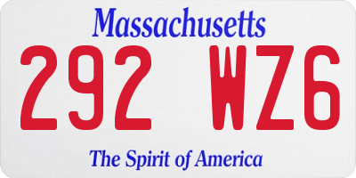 MA license plate 292WZ6